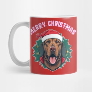 cute Christmas dog waring Christmas hat Mug